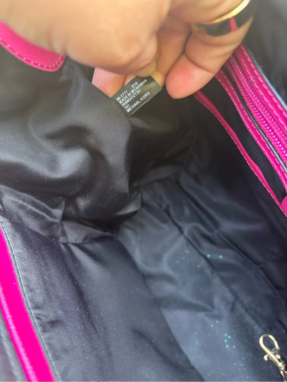 Michael Kors Black Medium Tote with Hot Pink Handles